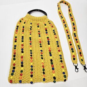 Jelly Bean Crochet Tote/Market Bag Beaded with Handles and Straps